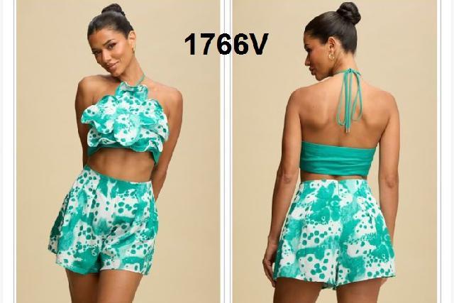 SET MANCHADO,BLUSA CON FLOR 3/D