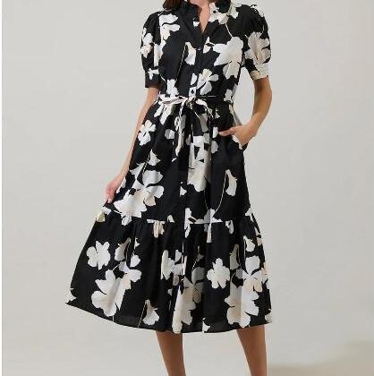 VESTIDO FLORES BLANCAS, MNG GLOBO