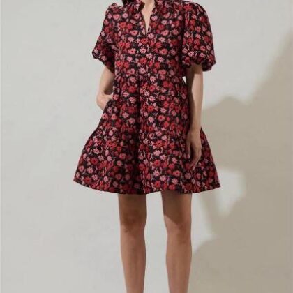 VESTIDO FLORES ROJAS, MNG GLOBO