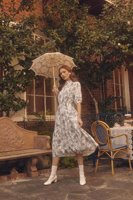 VESTIDO PAISAJE NEGRO, PECHO ABOTONADO