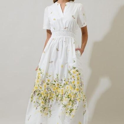 VESTIDO FLORES/MARIPOSAS, LARGO