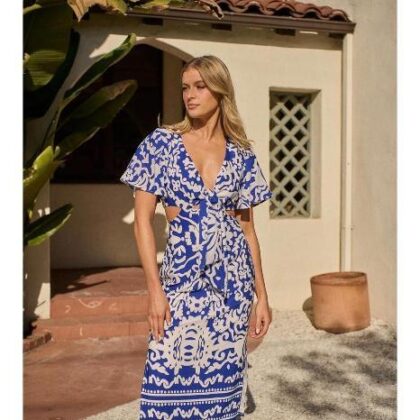 VESTIDO MANDALAS BLANCAS CINTURA DESCUBIERTA