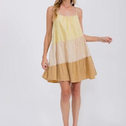 VESTIDO TRICOLOR AMARILLO TIRANTES