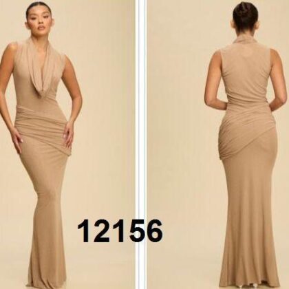 VESTIDO MOCA LUXXEL CORRUGADO PECHO