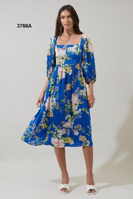 VESTIDO FLORES SALMON, MNG LARGA