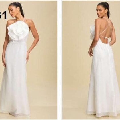 VESTIDO BLANCO FLOR EN PECHO