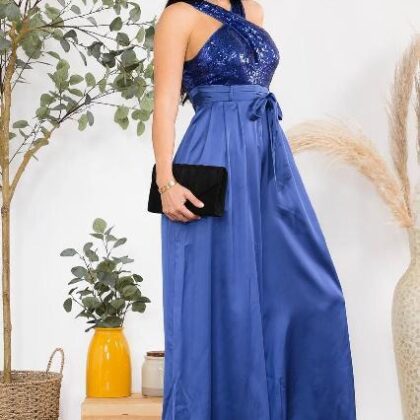 PALAZZO PECHO CRUZADO CON LENTEJUELAS