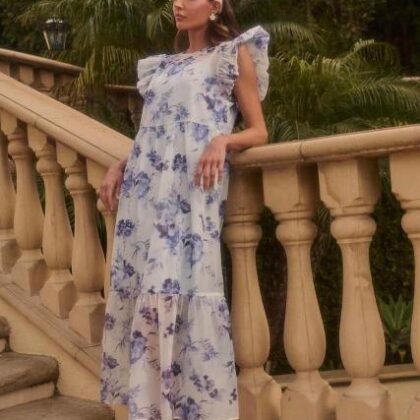 VESTIDO FLORES MARINO, MNG OLAN