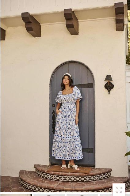 VESTIDO FLORES AZULES, MNG GLOBO
