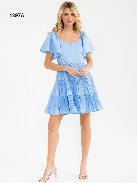 VESTIDO FALDA TABLEADA, MNG ACAMPANADA