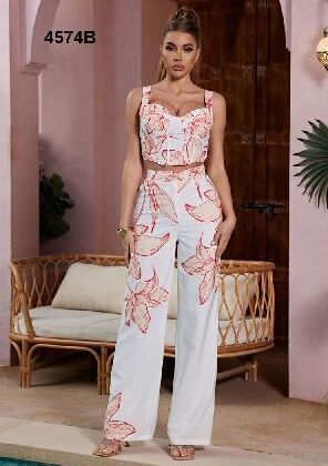 SET FLORAL DURAZNO TOP TIPO CORSET