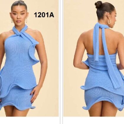 VESTIDO HALTER, ONDAS 3D