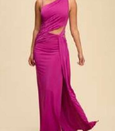 VESTIDO MAGENTA UN HOMBRO, ABDOMEN DESCUBIERTO L