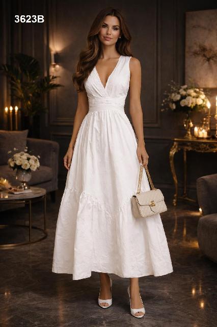 VESTIDO ESCOTE ´V´, PECHO TABLEADO