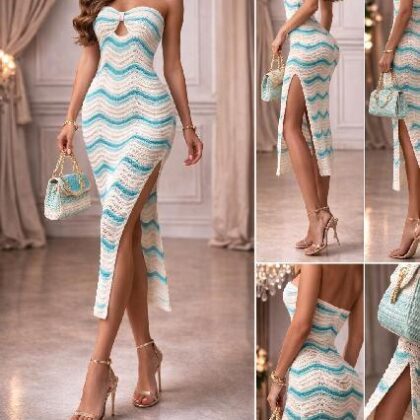 SALIDA DE BAÑO ONDAS AQUA, MOÑO EN PECHO