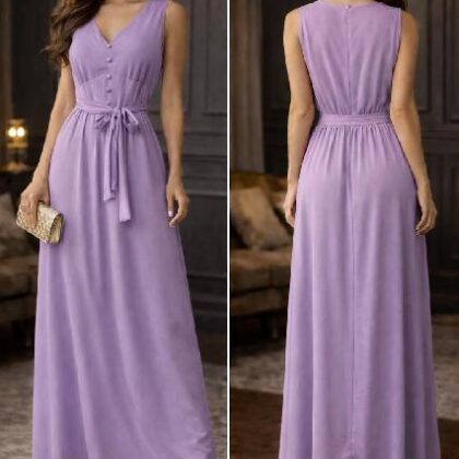 VESTIDO PECHO ABOTONADO, LAZO EN CINTURA