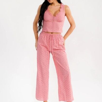 SET BORDADO, PANTALON RECTO