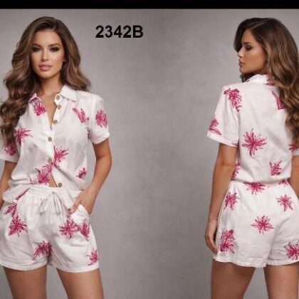 SET FLORAL FUCSIA, BLUSA ABOTONADA