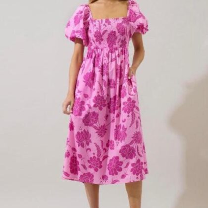 VESTIDO FLORAL MAGENTA, MNG GLOBO
