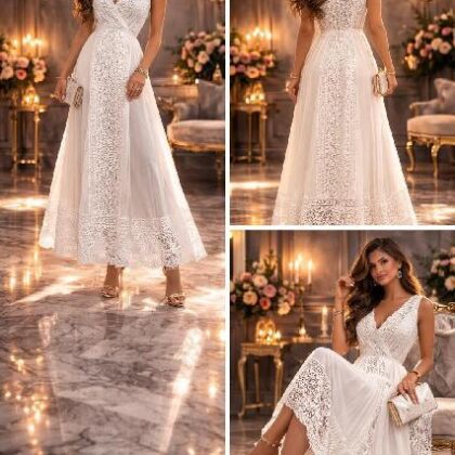 VESTIDO BLANCO DE TUL CON ENCAJE M/