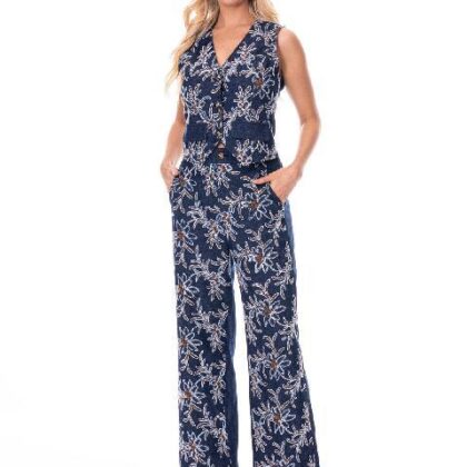 SET MARINO FLORAL BORDADO CON LENTEJUELA L