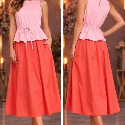 VESTIDO /NARANJA CINTURA AJUSTABLE