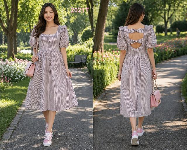 VESTIDO RAYADO, MOÑOS EN ESPAÑDA
