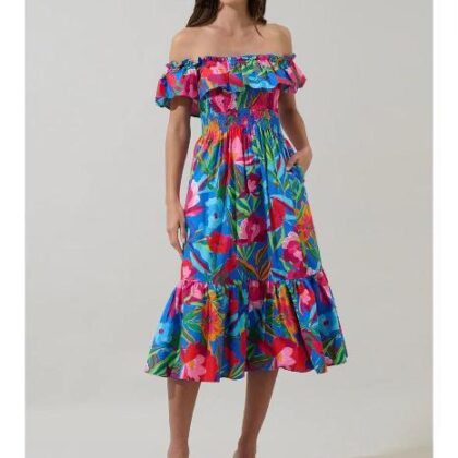 VESTIDO FLORES MULTICOLOR, CAMPESINO