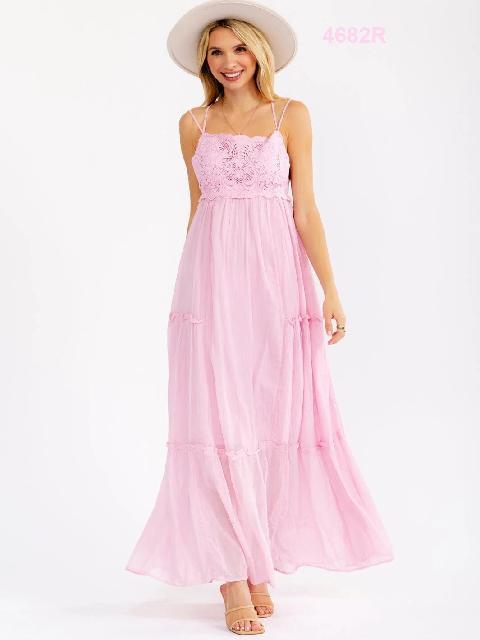 VESTIDO ENCAJE EN PECHO, ESPALDA CRUZADA