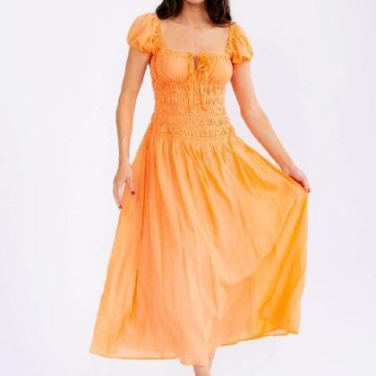 VESTIDO NARANJA CORTE CAMPESINO