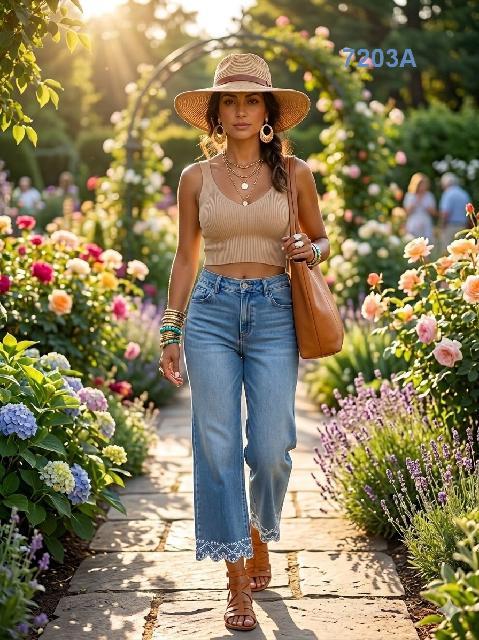 PANTALON DE MEZCLILLA, BASTILLA BORDADA